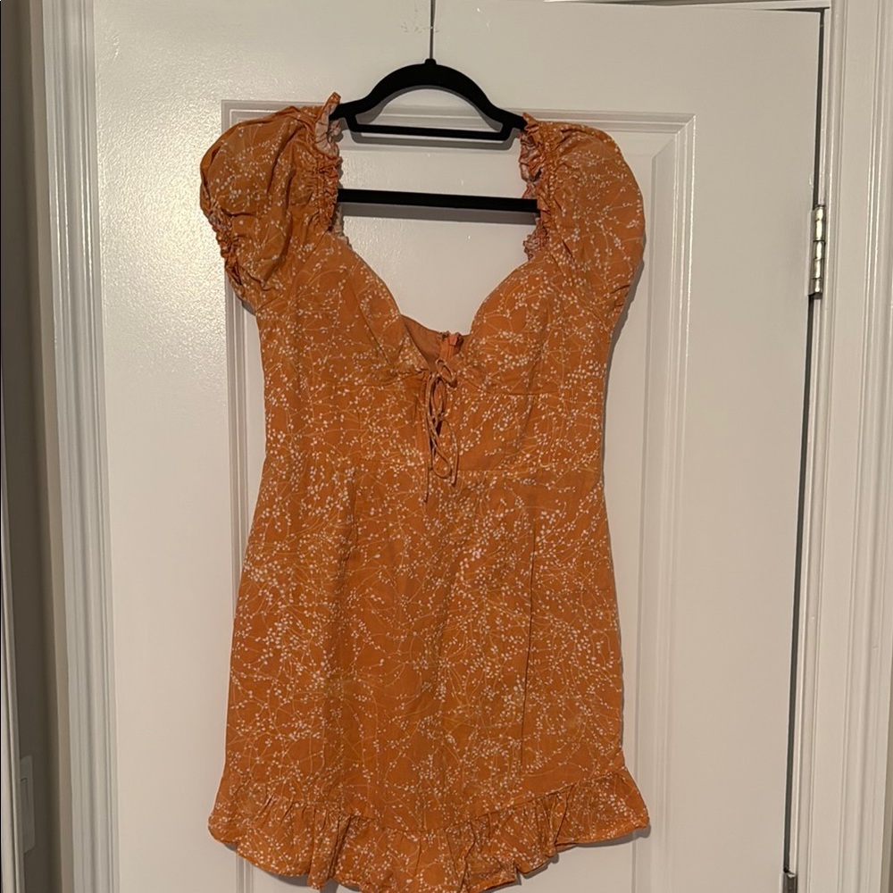 Orange Floral Mini Dress